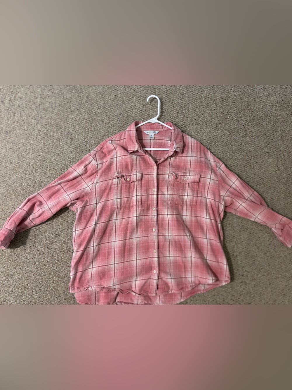 Women’s Pink Plaid Button-Up Shirt